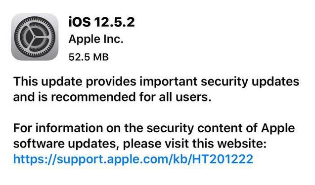 徽州苹果手机维修分享iOS12.5.2发布，建议所有老苹果用户安装 